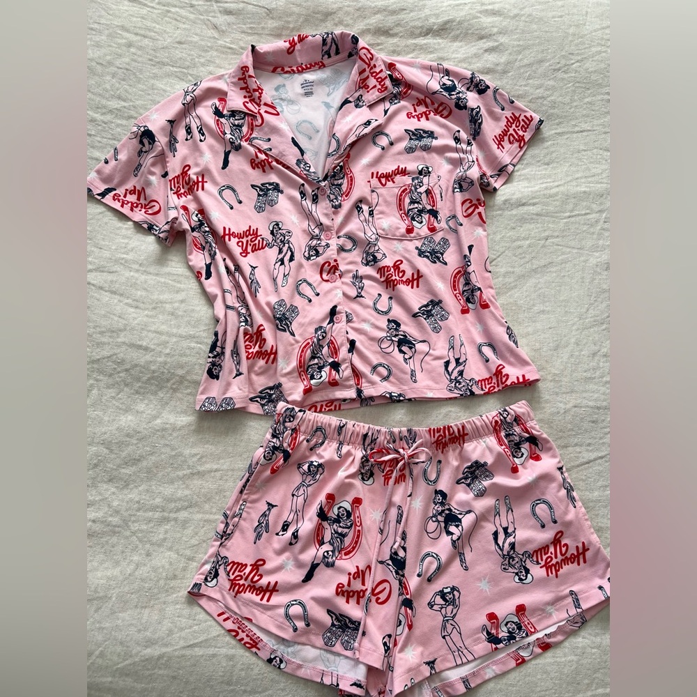 Pink Western Pajama Set
